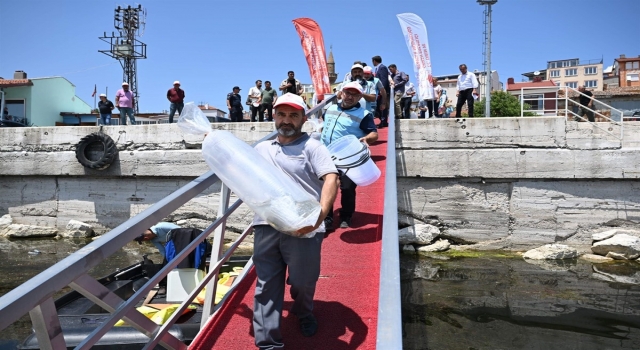 Eğirdir Gölü’ne 1 milyon 200 bin sazan yavrusu bırakıldı