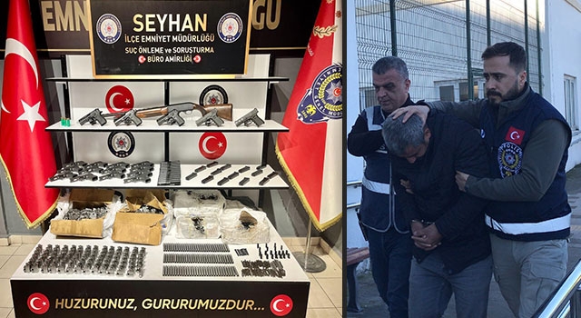 Adana’da bir evde ruhsatsız 6 silah ve 1323 silah parçası ele geçirildi