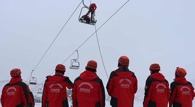 Kahramanmaraş kayak merkezinde ”arama ve kurtarma” tatbikatı yapıldı