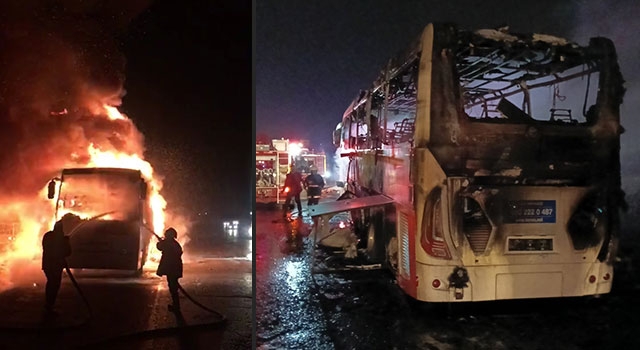 Mersin’de seyir halindeki servis otobüsünde çıkan yangın söndürüldü