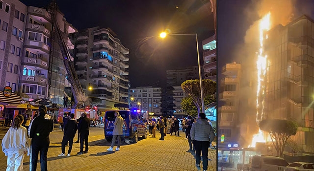 Alanya’da bacada çıkan yangın 5 katlı binada hasara neden oldu