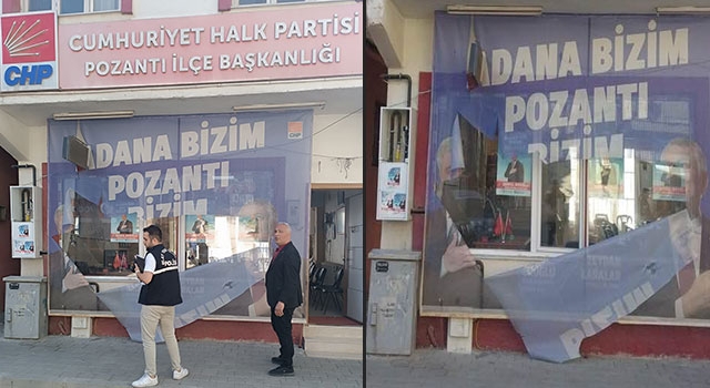 CHP Pozantı İlçe Başkanlığı binasının camları kırıldı