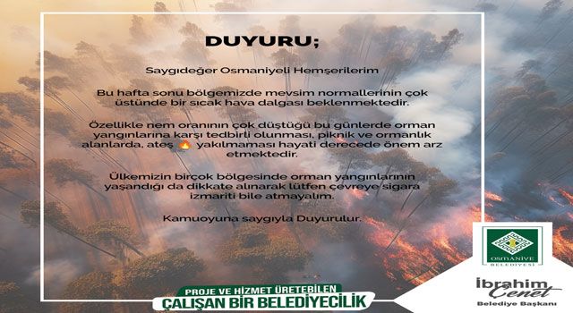 Belediyeden Yangın Uyarısı