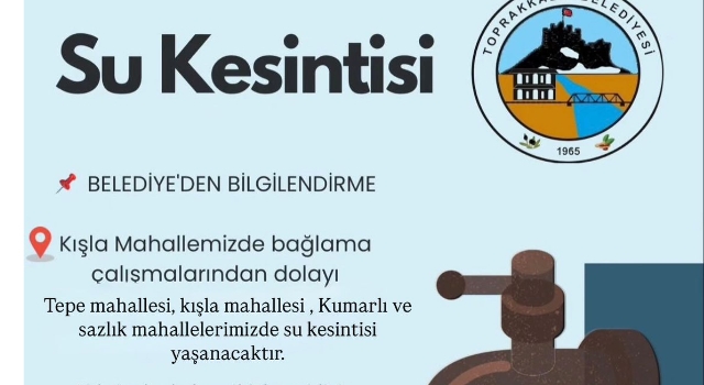 Toprakkale Belediyesi'nden Su Kesintisi Duyurusu