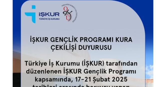 İŞKUR Gençlik Programı İçin Kura Çekimi 26 Şubat’ta