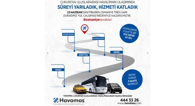Çukurova Havalimanı Seferlerinde Osmaniye Durağı Kaldırıldı