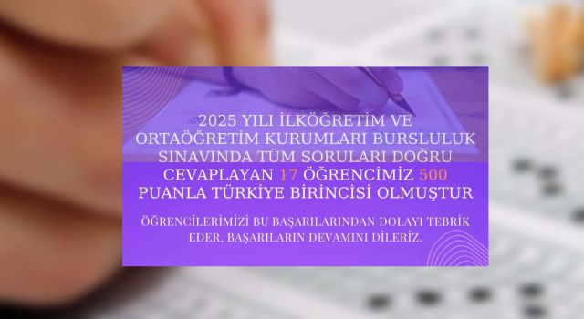 Osmaniye’de 17 Öğrenci Bursluluk Sınavında Türkiye 1.si Oldu