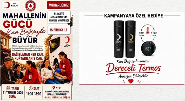 Türk Kızılay Osmaniye’de Kan Bağışı Kampanyası Düzenliyor
