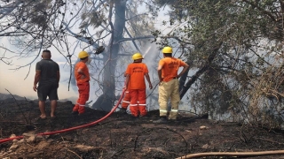 Antalya’da otluk alanda çıkan yangın ev ve seralara zarar verdi