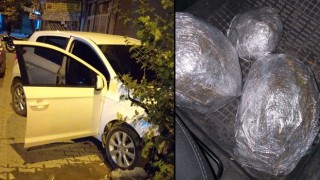 Polisten kaçarken kaza yaptı, araçtan 2,5 kilogram esrar çıktı