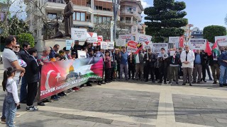 Alanya’da İsrail’in Gazze’ye saldırıları protesto edildi