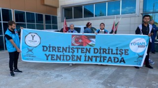 Burdur’da üniversite öğrencileri, İsrail’in Filistin’e yönelik saldırılarını protesto etti