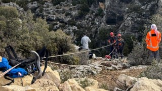 Mersin’de uçurumda 6 gün mahsur kalan keçiyi itfaiye kurtardı