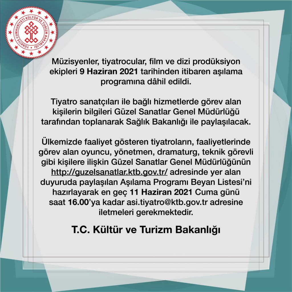 Kültür ve Turizm Bakanlığı’ndan ‘aşı’ açıklaması
