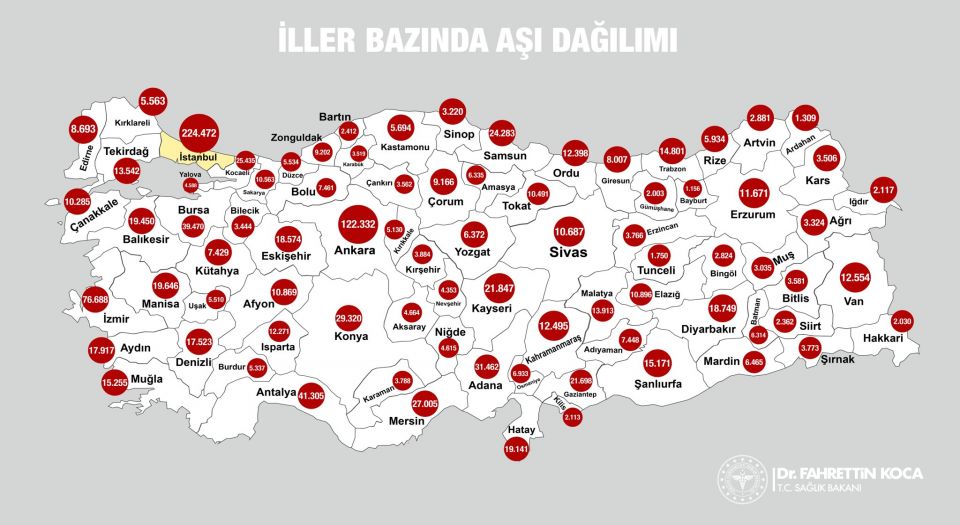 Bakan Koca, aşı haritasını paylaştı